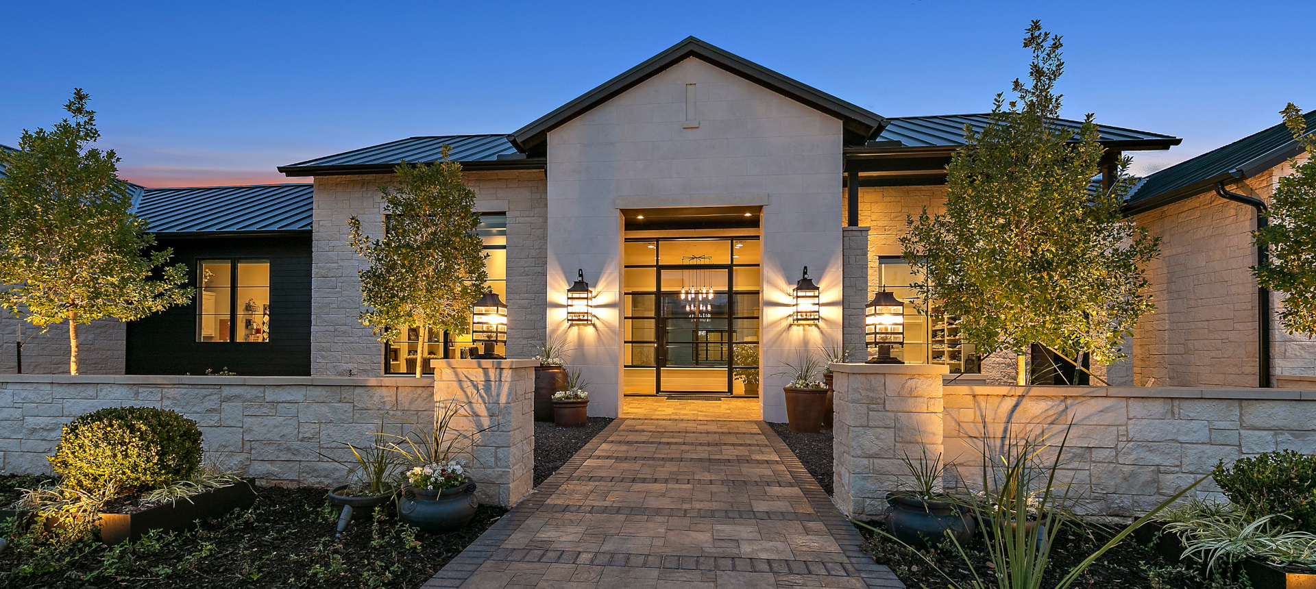 Front Elevation at Dusk