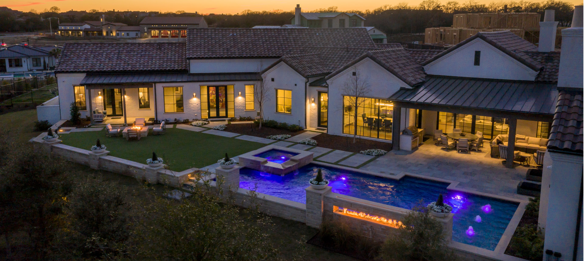 Rear Aerial View Evening